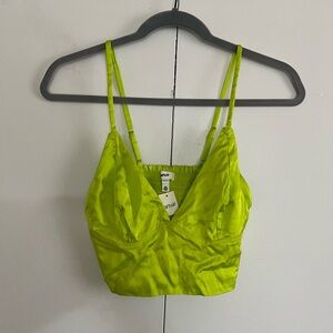 Aerie Neon Green Smocked Crop Top